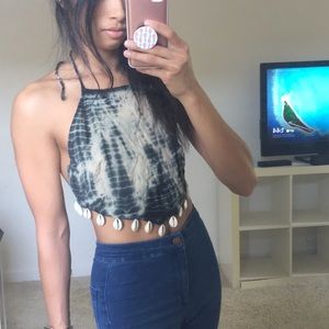 Seashell Halter Black and Tan Tie Dye